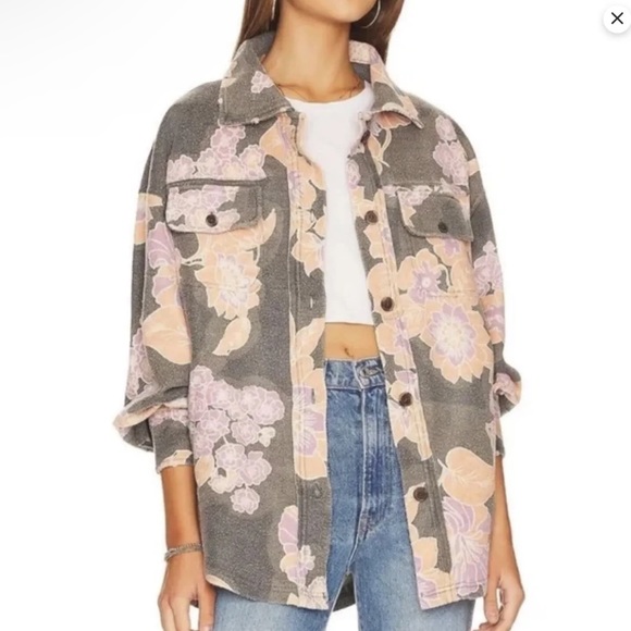 NWT - Free People - Printed Ruby Jacket Shacket Charcoal Combo - Size Medium - Picture 5 of 8